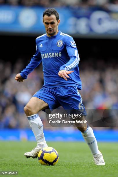 Ricardo Carvalho of Chelsea in action during the Barclays Premier League match between Chelsea and Manchester City at Stamford Bridge on February 27,...