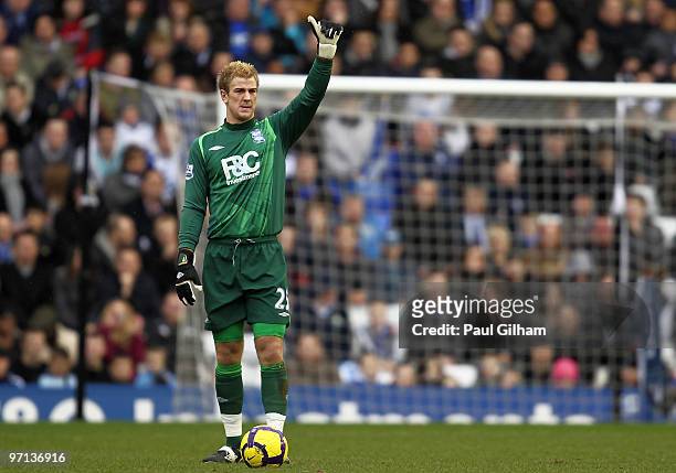 Joe Hart of Birmingham City looks on during the Barclays Premier League match between Birmingham City and Wigan Athletic at St. Andrews Stadium on...