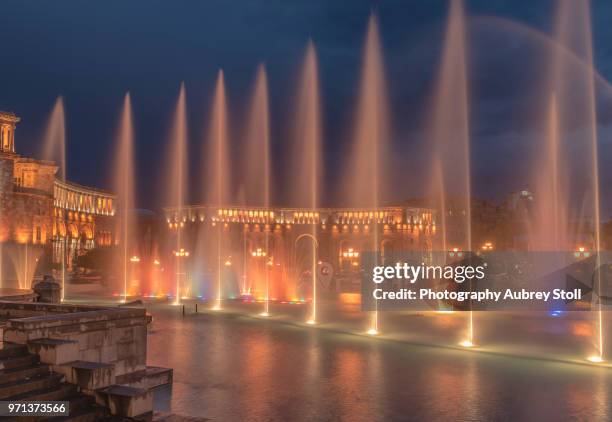 the fountains of republic square, yerevan - the capital of the armenian city stock pictures, royalty-free photos & images