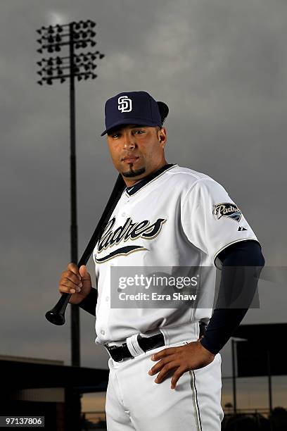 Yorvit Torrealba of the San Diego Padres poses during photo media day at the Padres spring training complex on February 27, 2010 in Peoria, Arizona.