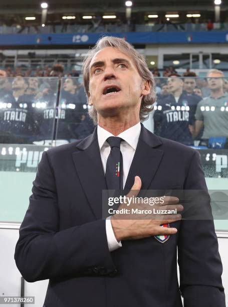 Italy coach Roberto Mancini before the International Friendly match between Italy and Netherlands at Allianz Stadium on June 4, 2018 in Turin, Italy.