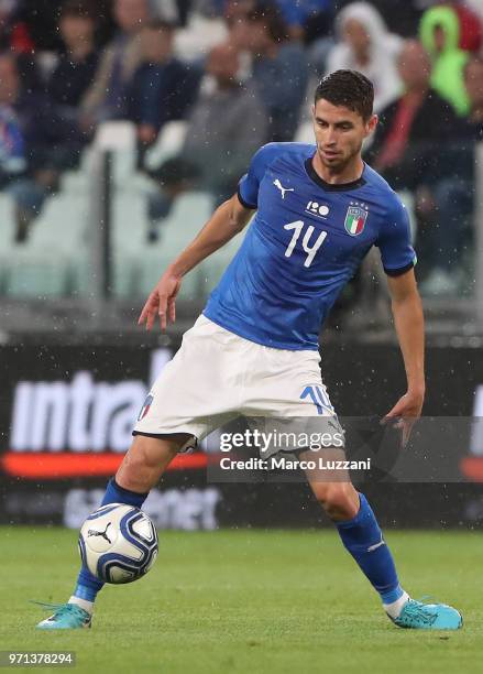 Jorginho of Italy in action during the International Friendly match between Italy and Netherlands at Allianz Stadium on June 4, 2018 in Turin, Italy.