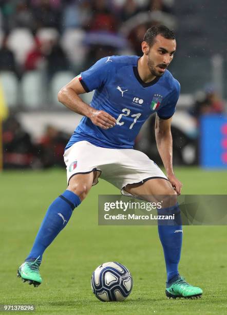 Davide Zappacosta of Italy in action during the International Friendly match between Italy and Netherlands at Allianz Stadium on June 4, 2018 in...