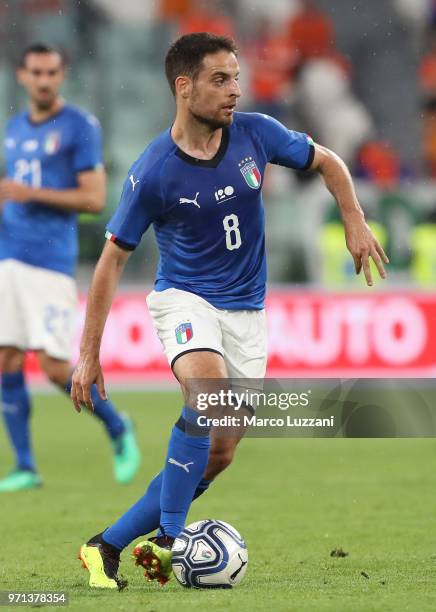 Giacomo Bonaventura of Italy in action during the International Friendly match between Italy and Netherlands at Allianz Stadium on June 4, 2018 in...