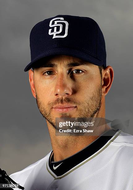 John Garland of the San Diego Padres poses during photo media day at the Padres spring training complex on February 27, 2010 in Peoria, Arizona.