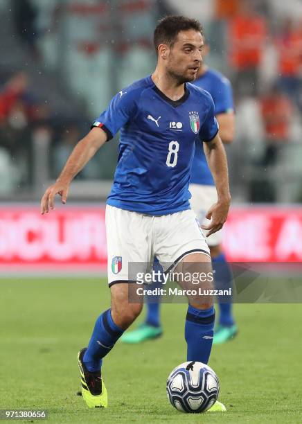 Giacomo Bonaventura of Italy in action during the International Friendly match between Italy and Netherlands at Allianz Stadium on June 4, 2018 in...