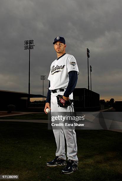 John Garland of the San Diego Padres poses during photo media day at the Padres spring training complex on February 27, 2010 in Peoria, Arizona.