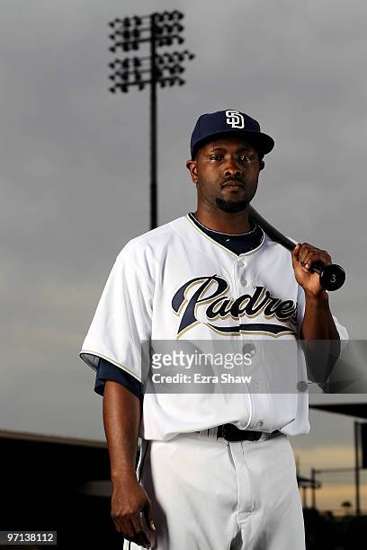 Tony Gwynn Jr. Of the San Diego Padres poses during photo media day at the Padres spring training complex on February 27, 2010 in Peoria, Arizona.