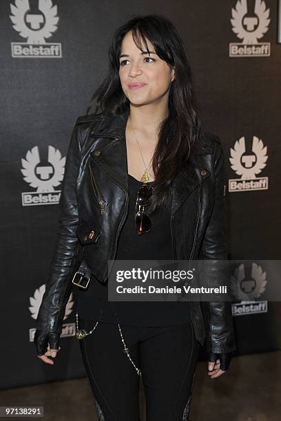 Michelle Rodriguez attends the Belstaf Womenswear And Polizia di Stato Presentation Milan A/W 2010 show on February 27, 2010 in Milan, Italy.