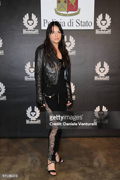 Michelle Rodriguez attends the Belstaf Womenswear And Polizia di Stato Presentation Milan A/W 2010 show on February 27, 2010 in Milan, Italy.