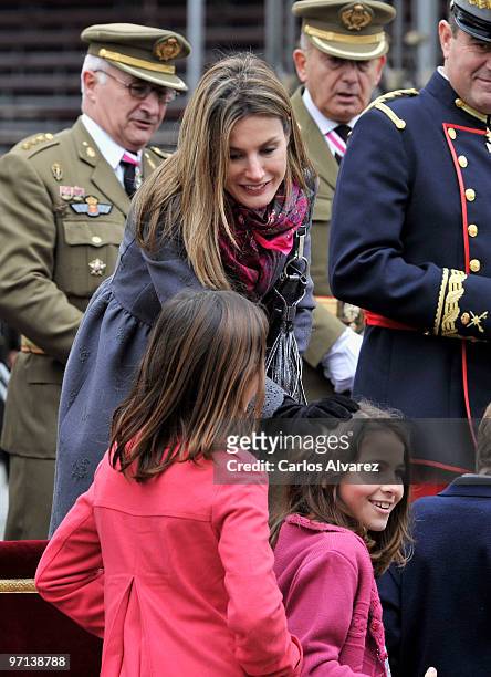 Princess Letizia of Spain attends a military event on February 27, 2010 in Zaragoza, Spain.