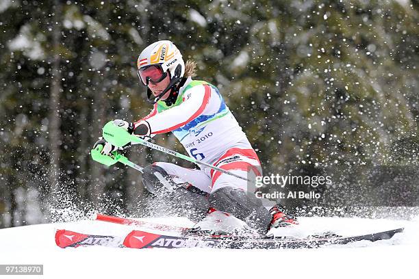 Marcel Hirscher of Austria competes during the Men's Slalom on day 16 of the Vancouver 2010 Winter Olympics at Whistler Creekside on February 27,...