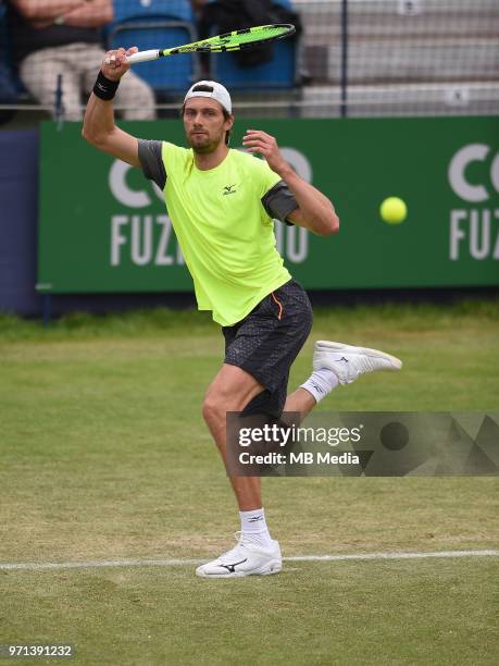 Daniel Brands on Day Six of the Fuzion 100 Surbiton Trophy at the Surbiton Racket & Fitness Club, Surrey, United Kingdom."n