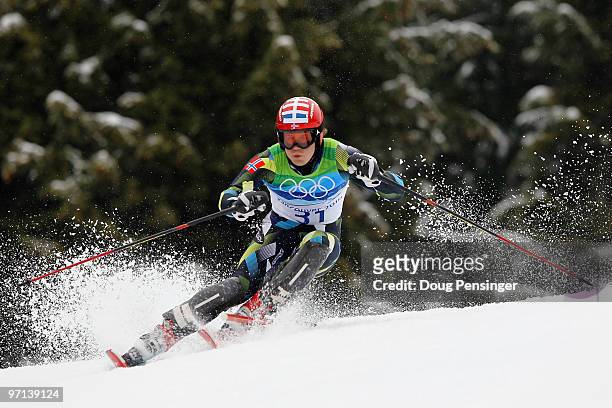 Kjetil Jansrud of Norway competes during the Men's Slalom on day 16 of the Vancouver 2010 Winter Olympics at Whistler Creekside on February 27, 2010...
