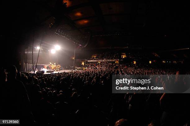 Chuck Panozzo, James "J.Y." Young,Tommy Shaw,Todd Sucherman,Lawrence Gowan, and Ricky Phillips of Styx performs at Freedom Hall on February 26, 2010...