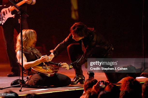 Tommy SHaw and Lawrence Gowan of Styx perform at Freedom Hall on February 26, 2010 in Louisville, Kentucky.