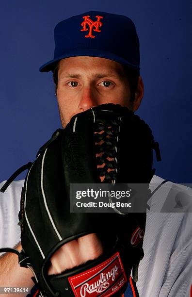 Pitcher John Maine of the New York Mets poses during photo day at Tradition Field on February 27, 2010 in Port St. Lucie, Florida.