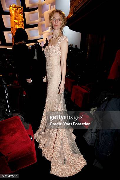 Sandrine Kiberlain poses as she attends the 35th Cesar Film Awards held at Theatre du Chatelet on February 27, 2010 in Paris, France.