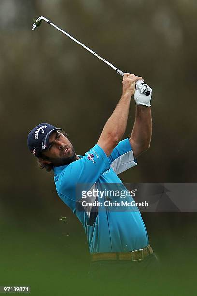Mathew Goggin of Australia plays his second shot on the sixth hole during the third round of the Waste Management Phoenix Open at TPC Scottsdale on...