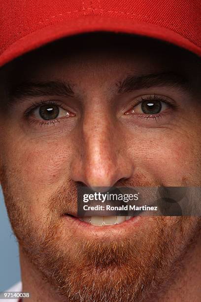 Adam LaRoche of the Arizona Diamondbacks poses for a photo during Spring Training Media Photo Day at Tucson Electric Park on February 27, 2010 in...