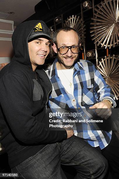 David LaChapelle and Terry Richardson attends The PURPLE Fashion Magazine Dinner during Mercedes-Benz Fashion Week at Kenmare on February 14, 2010 in...