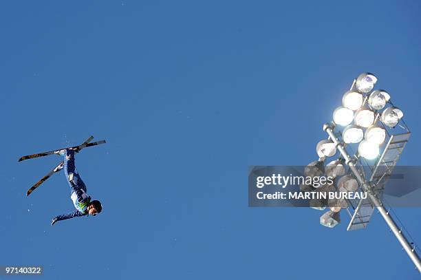 Emily Cook of USA competes during qualifications of the Women's Freestyle Skiing Aerials event at Cypress Mountain, north of Vancouver, during the...