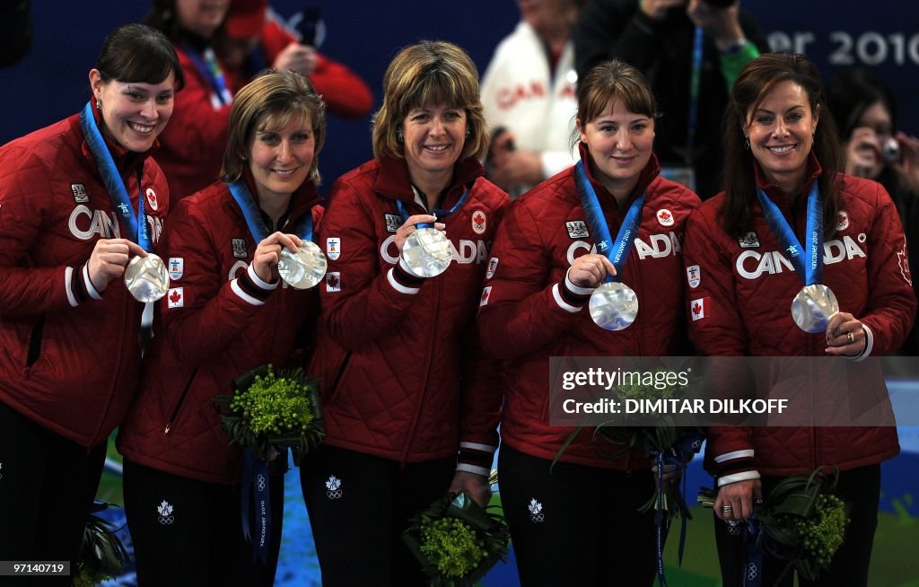 Canada's team celebrate with their silve