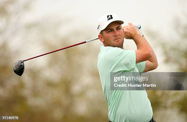 Matt Every hits his tee shot on the ninth hole during the third round of the Waste Management Phoenix Open at TPC Scottsdale on February 27, 2010 in...