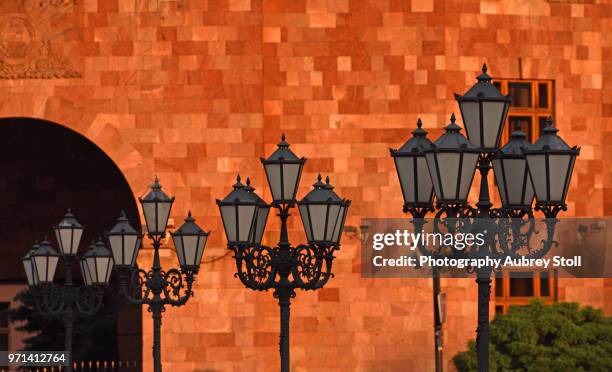 lamplights of republic square, yerevan. - the capital of the armenian city stock pictures, royalty-free photos & images