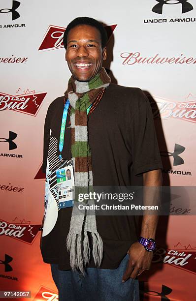 Speed skater Shani Davis arrives to the Club Bud Under Armour Party on February 26, 2010 at the Commodore Ballroom in Vancouver, Canada.