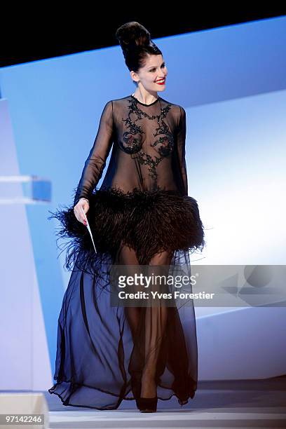 Actress Laetitia Casta arrives onstage during the 35th Cesar Film Awards held at Theatre du Chatelet on February 27, 2010 in Paris, France.