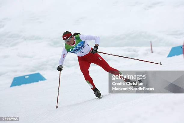 Justyna Kowalczyk of Poland competes during the women's 30km mass start at the Olympic Winter Games Vancouver 2010 cross country on February 27, 2010...