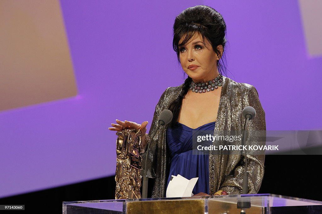 French actress Isabelle Adjani gives a s