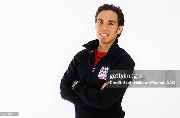 Olympic short track speed skater Apolo Anton Ohno of the United States winner of two bronze medals for the men's 1000m and men's 5000m relay and...