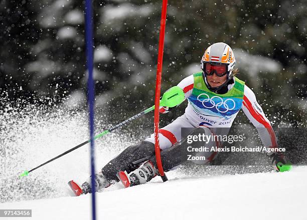 Marcel Hirscher of Austria during the MenÕs Alpine Skiing Slalom on Day 16 of the 2010 Vancouver Winter Olympic Games on February 27, 2010 in...