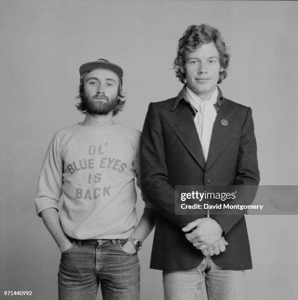 English drummer, singer-songwriter, record producer and actor Phil Collins and English drummer, percussionist, songwriter, and producer Bill Bruford...