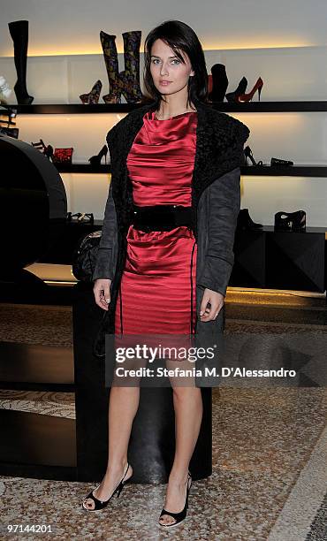 Anna Safroncik attends Giuseppe Zanotti Design autumn-winter collection on February 27, 2010 in Milan, Italy.