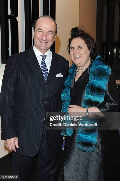 Michele Norsa, Salvatore Ferragamo CEO, and International Herald Tribune fashion editor Susy Menkes attend "Greta Garbo. The Mystery Of Style"...