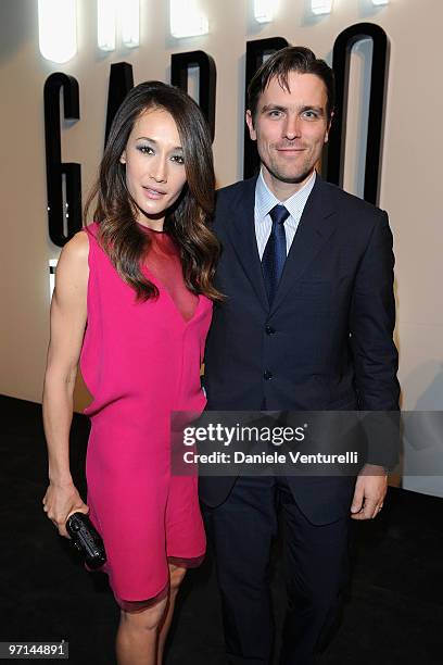 Maggie Q and James Ferragamo attend "Greta Garbo. The Mystery Of Style" opening exhibition during Milan Fashion Week Womenswear A/W 2010 on February...