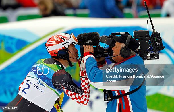 Ivica Kostelic of Croatia takes the Silver Medal during the Men's Slalom on day 16 of the Vancouver 2010 Winter Olympics at Whistler Creekside on...
