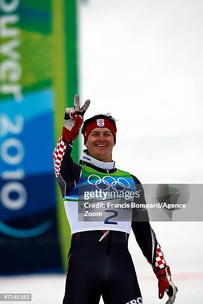 Ivica Kostelic of Croatia takes the Silver Medal during the Men's Slalom on day 16 of the Vancouver 2010 Winter Olympics at Whistler Creekside on...