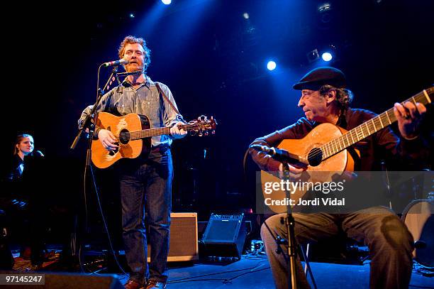 Marketa Irglova, Glen Hansard and Javier Mas of The Swell Season perform on stage at Sala Apolo on February 27, 2010 in Barcelona, Spain.