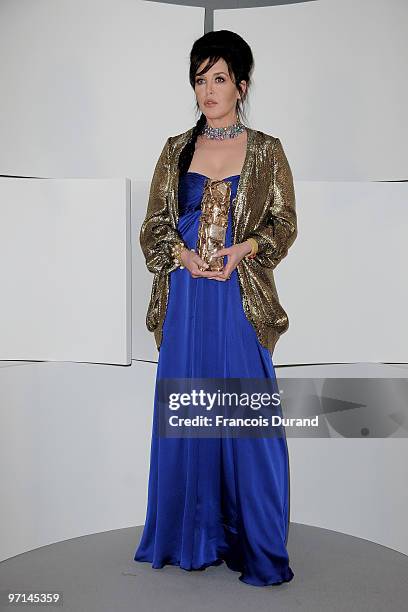 Actress Isabelle Adjani poses after she received Best Actress Cesar Award during 35th Cesar Film Awards at Theatre du Chatelet on February 27, 2010...