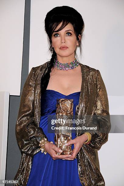 Actress Isabelle Adjani poses after she received Best Actress Cesar Award during 35th Cesar Film Awards at Theatre du Chatelet on February 27, 2010...