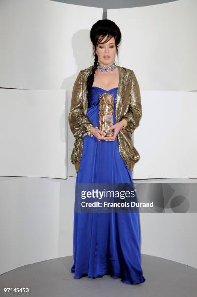 Actress Isabelle Adjani poses after she received Best Actress Cesar Award during 35th Cesar Film Awards at Theatre du Chatelet on February 27, 2010...