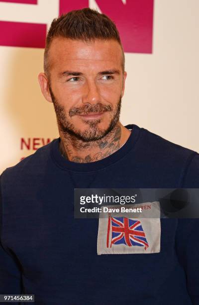 David Beckham attends the NEWGEN LFWM June 2018 Breakfast during London Fashion Week Men's June 2018 at the BFC Designer Showrooms on June 11, 2018...