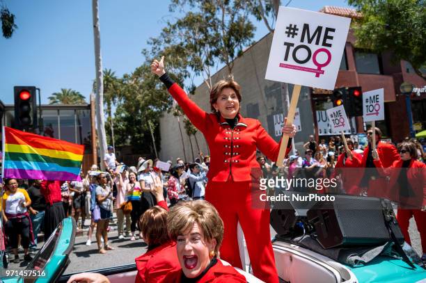 Attorney Gloria Allred participates in the LA Pride Parade in West Hollywood, California on June 10, 2018. The annual LGBTQ celebration drew an...
