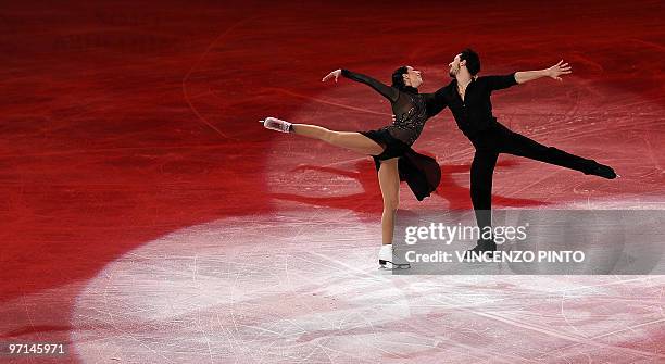 Federica Faiella and Massimo Scali of Italy perform during the 2010 Winter Olympics figure skating exhibition gala at the Pacific Coliseum in...