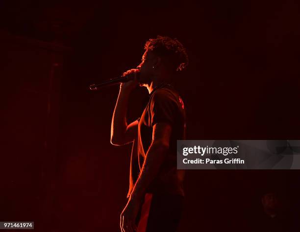 Rapper 21 Savage performs onstage at The Cellairis Amphitheatre at Lakewood on June 10, 2018 in Atlanta, Georgia.