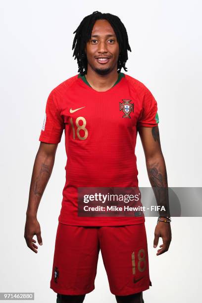 Gelson Martins of Portugal poses for a portrait during the official FIFA World Cup 2018 portrait session at the Saturn training base on June 10, 2018...